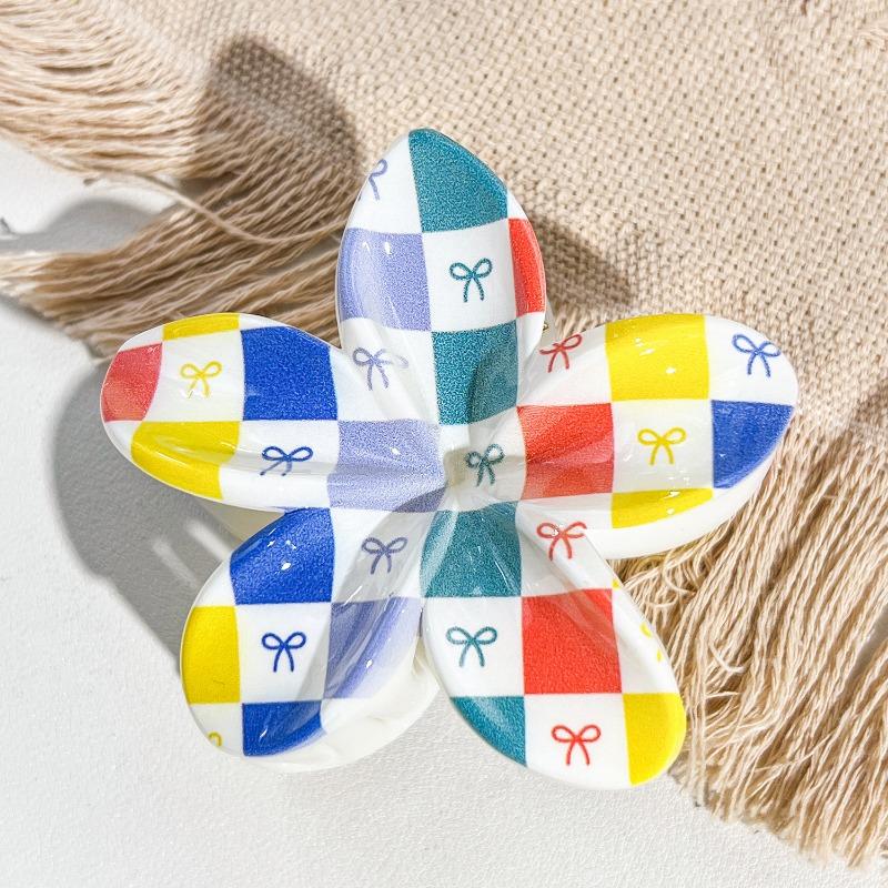 Uv-printed Frangipani HairpinFemale Seaside Vacation Back of The Head HairpinShark Clip