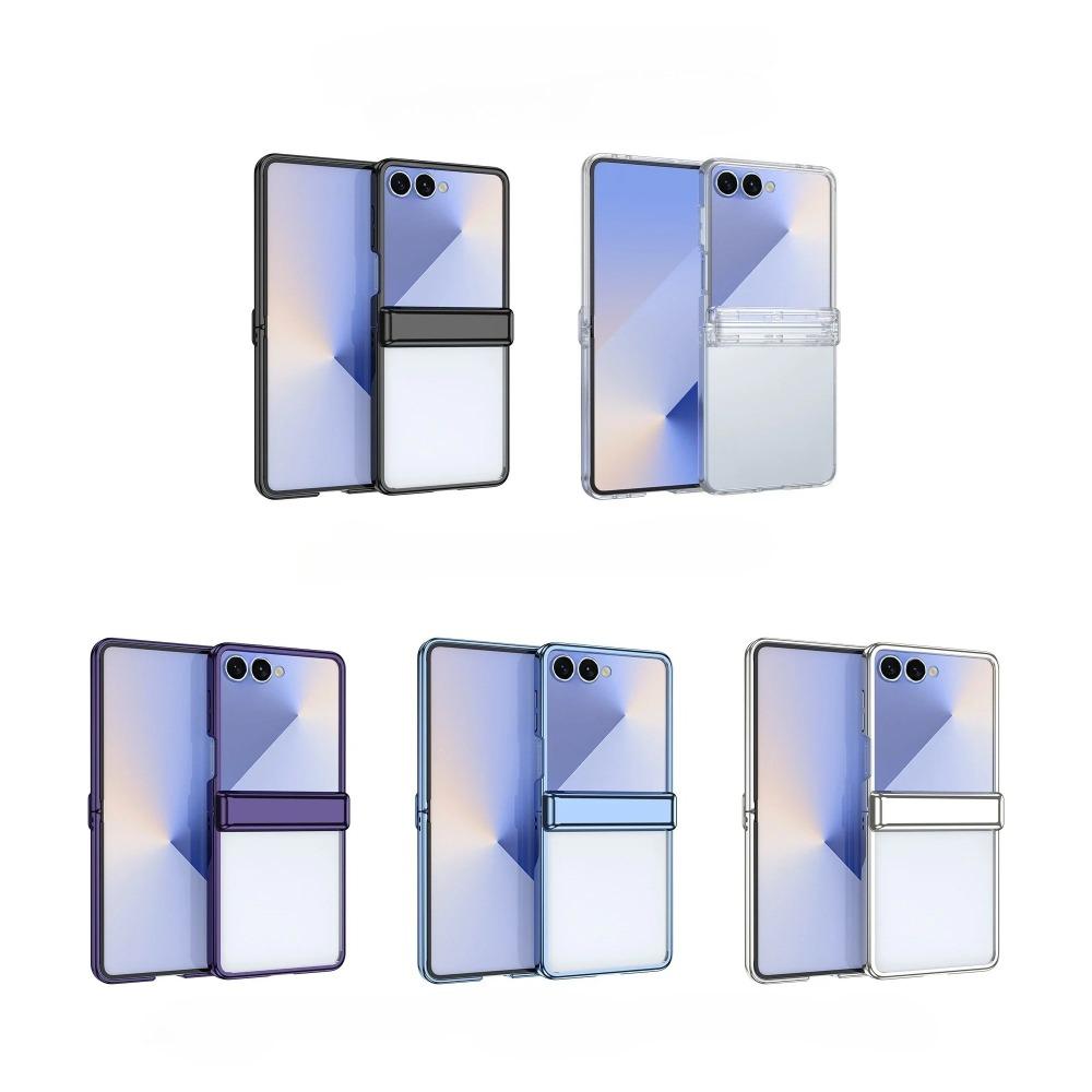 Electroplated Transparent Phone Case for Samsung Galaxy Z Flip 7 FE 6 5 4 3Flip7 Flip6 Hinge Shockproof Protective Cover