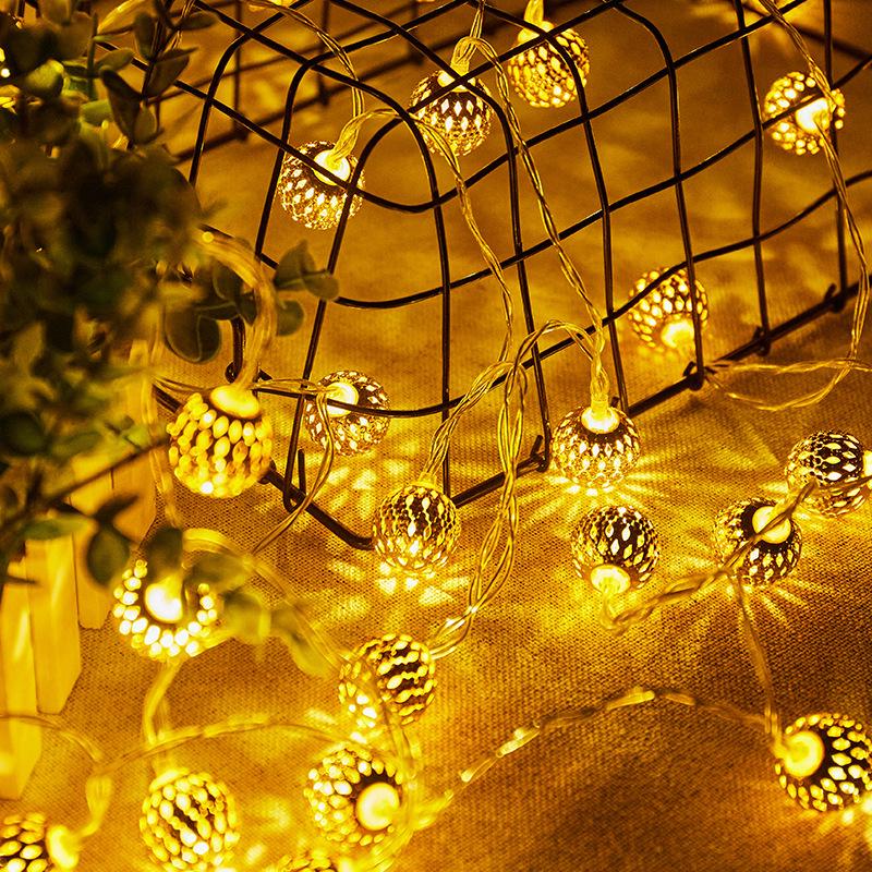 Solar USB Moroccan Wrought Iron LED String Lights - Wedding & Holiday Decor