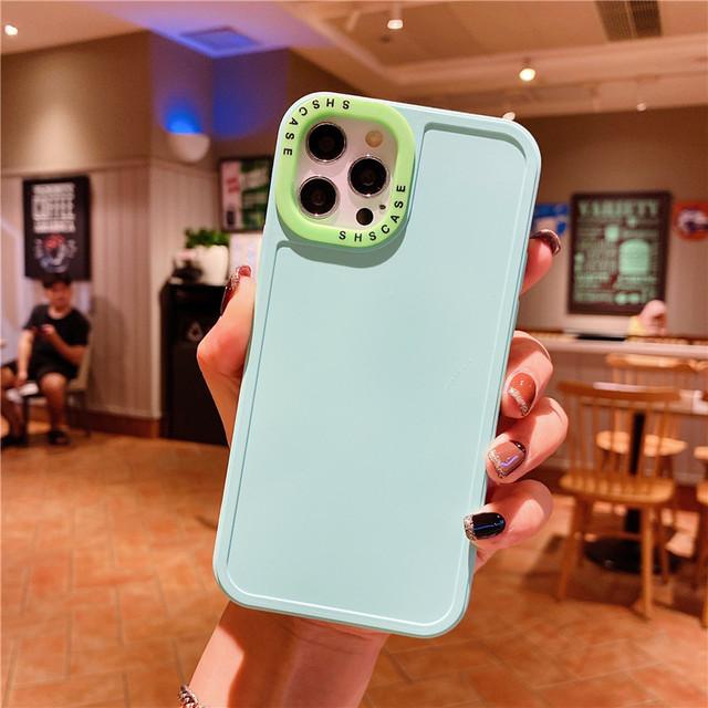 2 In 1 Lens Frame Silicone Phone Case For Iphone 13 12 11 14pro Max Xr Xs Max X 14pro 13 12 Shockproof Soft Candy Color Cover