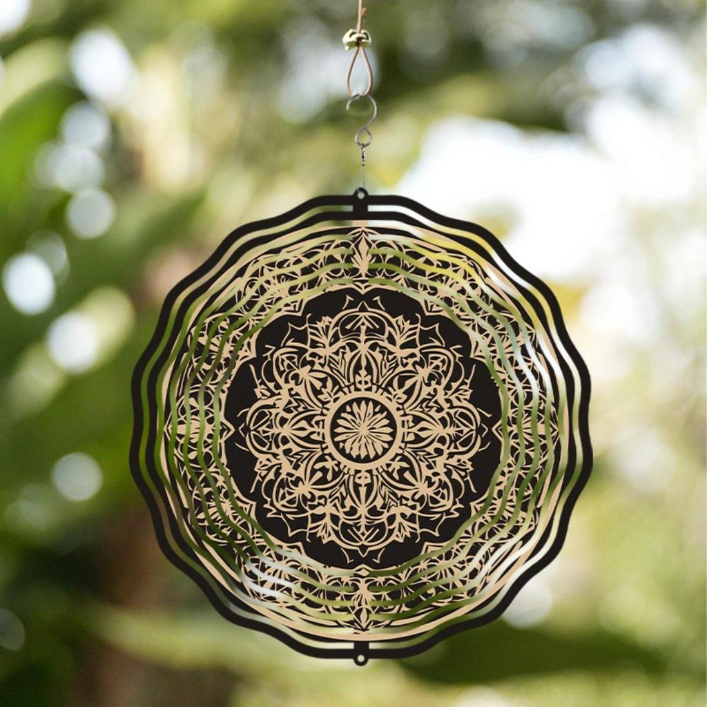 Vintage Metal Wind Chime with Intricate Mandala Design for Indoor Outdoor Garden Home Decor Holiday Christmas Halloween Thanksgiving