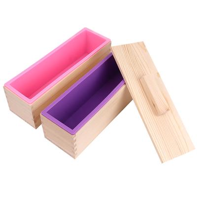 1200ml Rectangle Silicone Soap Mold Wooden Box With Cover DIY Handmade Form Soap Craft Mousse Cake Toast Loaf Baking Mould Tools