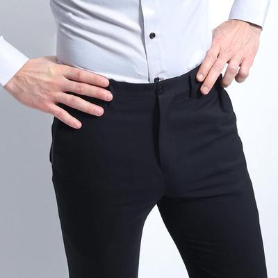 Black Slim Fit Men's Summer Dress Pants - Straight Leg, Formal/Casual Style
