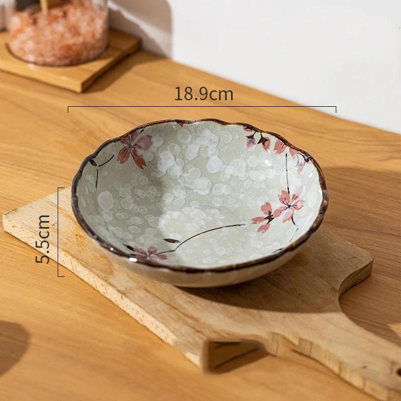 Farfurii Ceramice cu Flori în Stil Japonez, Restaurant High-End, Farfurie pentru Salată/Fructe, Farfurie pentru Cină pentru Acasă cu Mâncăruri Delicioase, Veselă Unică