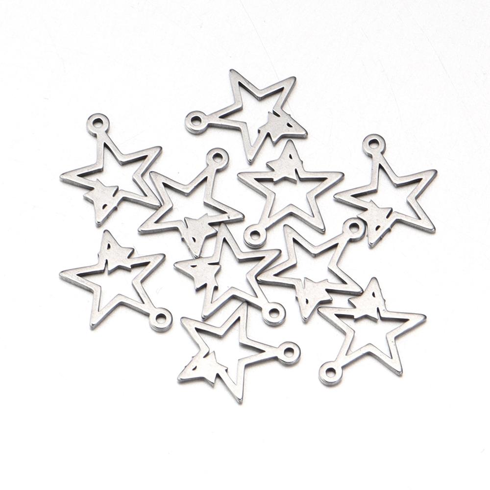 

10pcs Small Stainless Steel Charms Star Moon Heart Butterfly Charms Pendants For Jewelry Making DIY Bracelet Necklace Earrings зірка