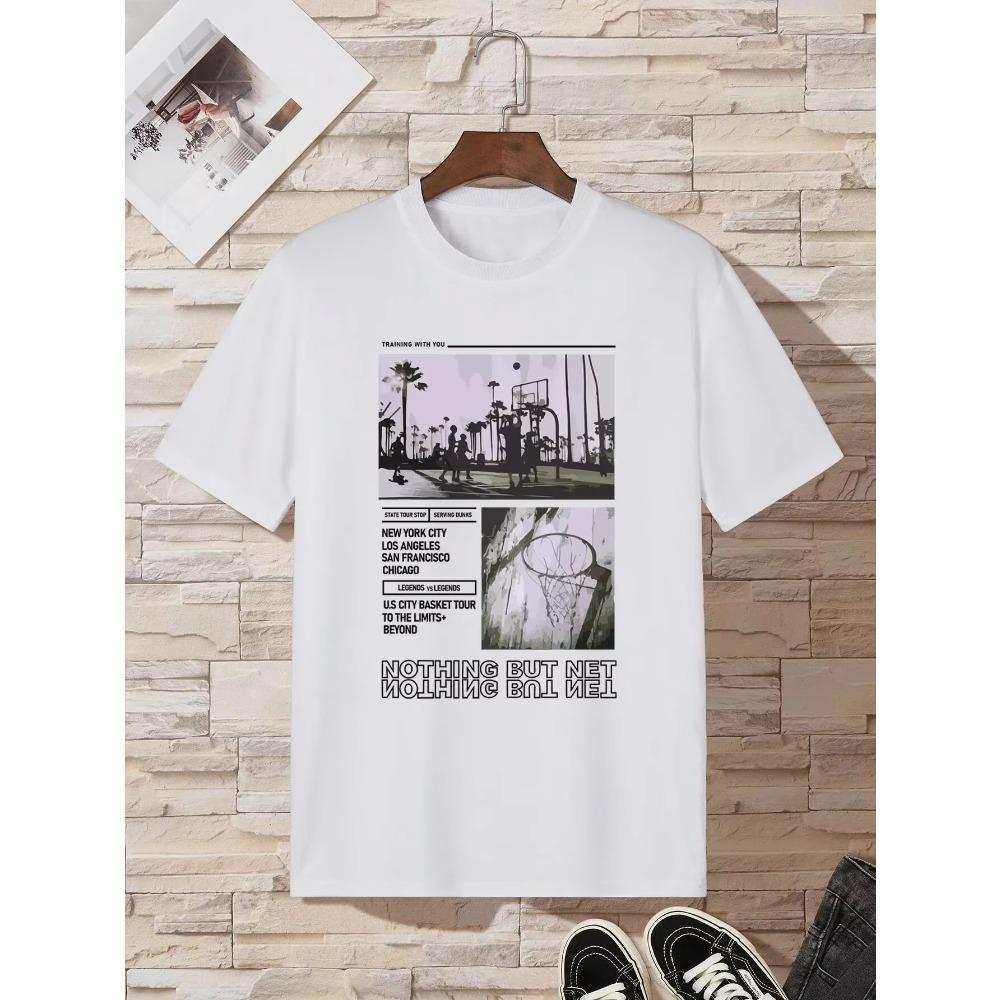 Summer Man T-Shirts Figure & Slogan Graphic Print T-Shirt for Men's Casual Crew Neck Short-Sleeve Tops Regular and Oversize Tees