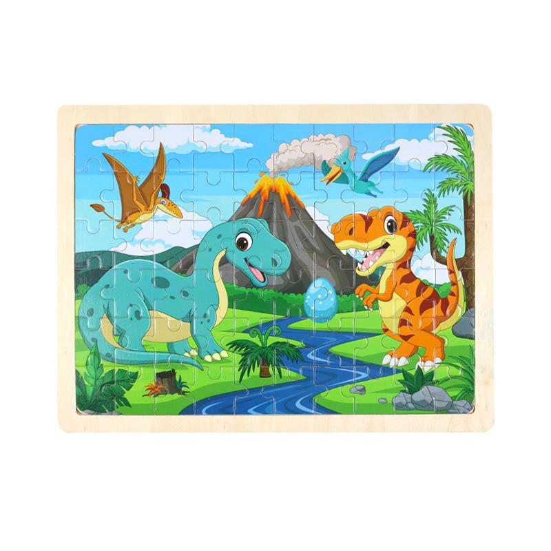 Holz 60-teiliges Blockrahmenpuzzle, Kinder-Cartoon Holzflugzeugpuzzle, Baby Früherziehung Lernspielzeug