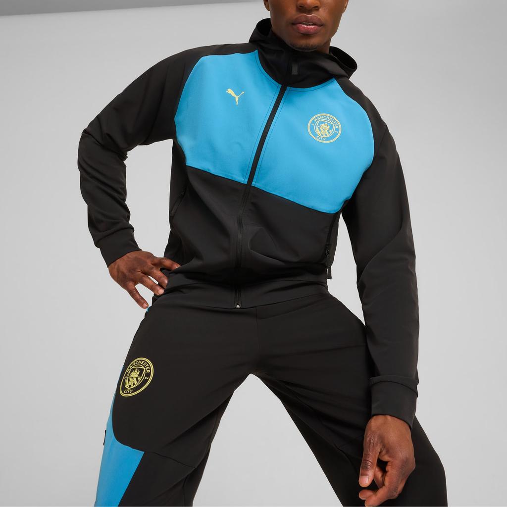 Puma Tech Logo Badge Printed Color Block Zip-Up Hooded Long Sleeve Jacket Men jackets Black Blue 778759-53