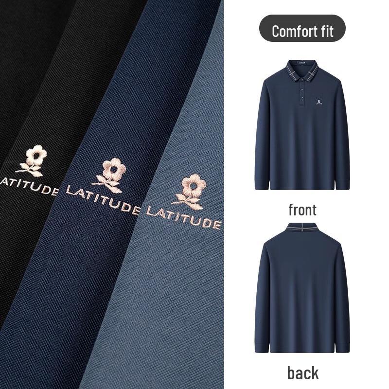 MONTAGUT Men's Silk Blend Long Sleeve Polo T-Shirt