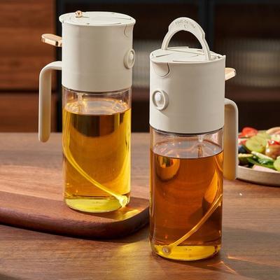 Bouteille à Huile Double Usage en Verre Vaporisateur d'Huile Automatique Réservoir d'Huile de Cuisson Pratique Cuisson au Barbecue