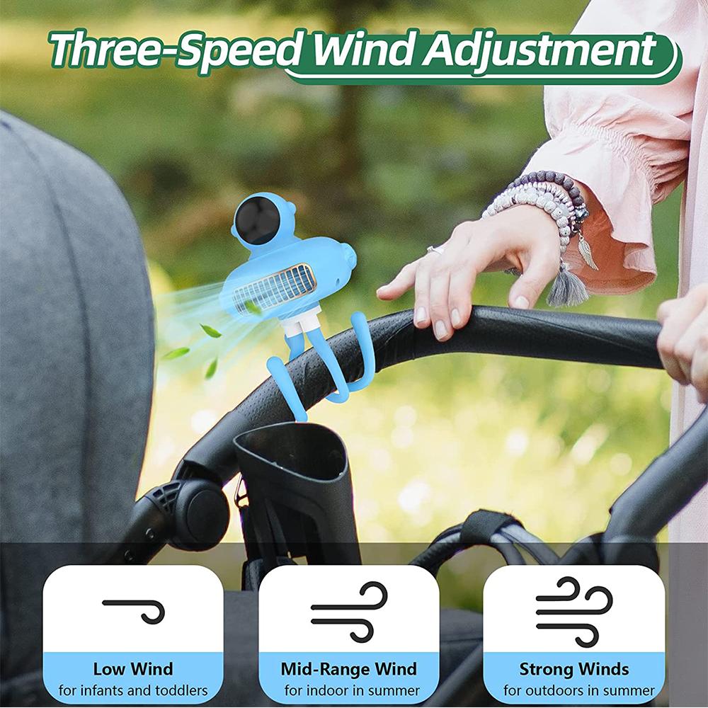 Stroller Fan 3000mAh Mini Portable Fan for Car Seat Crib Bike Treadmill Office