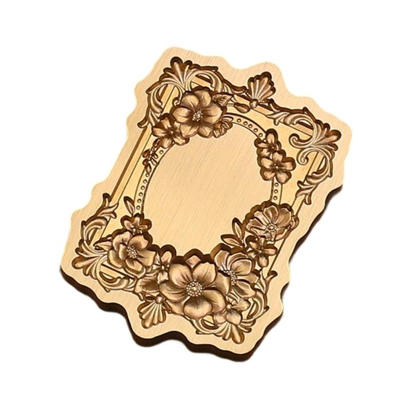 Antique Solid Brass Wax Seal Stamp Head Engraved Embossing Tool Seal Flower Frame for Handmade Letters Gift Wrapping