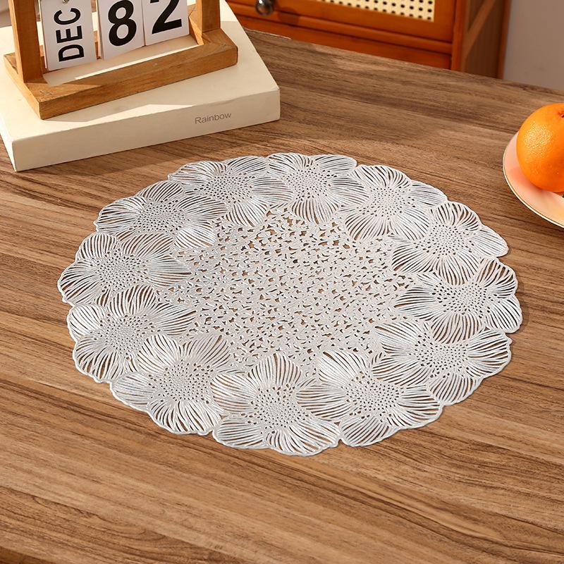Round garland leaf PVC placemat creative petals high-end light luxury restaurant thermal insulation mat