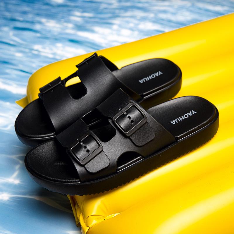 2025 Men s Cross-Strap Toe Sandals: Non-Slip, Thick-Soled Beachwear 41 чёрный