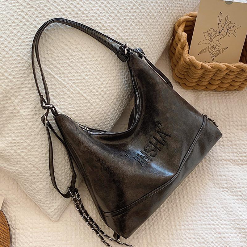 Fashionable 2023 Pu Leather Tote Bag For Women Stylish Crossbody Handbag Black Brown чёрный