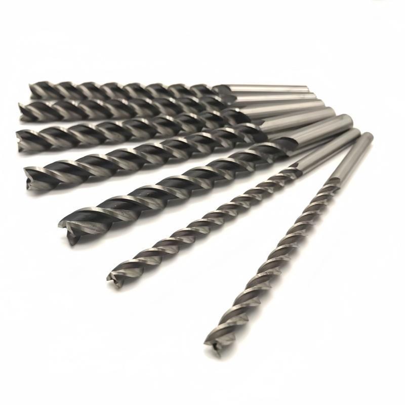High-Speed Steel Extended Straight Shank Three-Flute End Mill, 2.5-10mm, White Steel