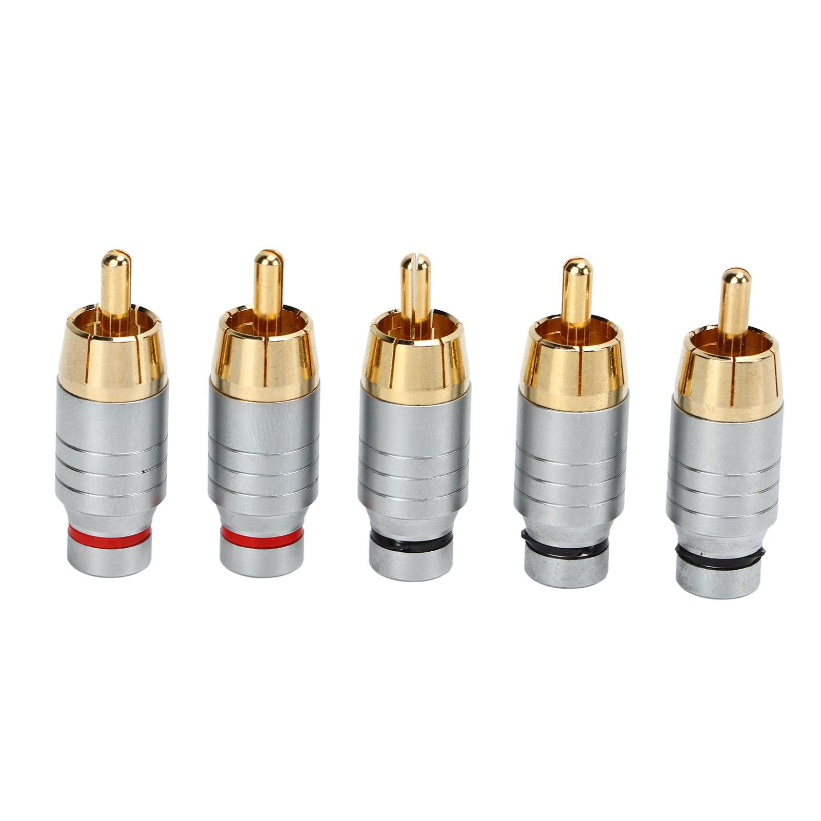 Koogeelife 5Pcs Rca Connector Universal Metal Soldering Audio Video Cable Connector Speaker Plug