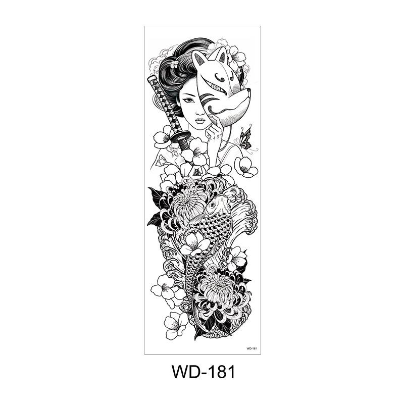 Long Flower Full Arm Waterproof Temporary Tattoo Stickers
