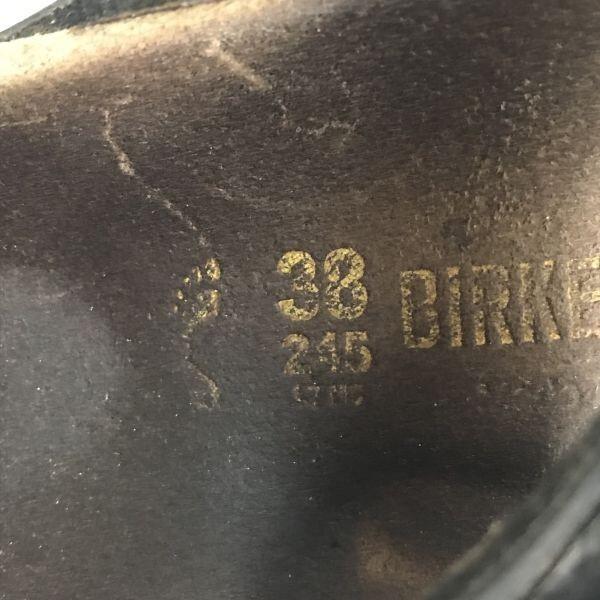 BIRKENSTOCK Arizona Flat Leather Sandals 24.5 Size 38 Black Made in Germany Shoes Trainers(USED)