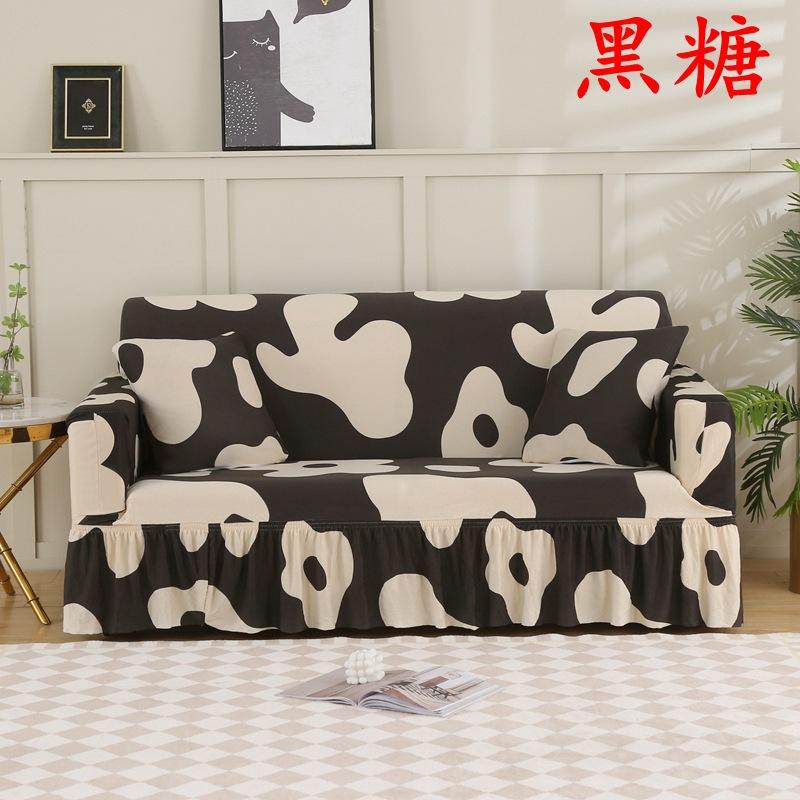 

Однотонный чехол на диван юбочного типа, Эластичный чехол на диван, полностью закрывающий, Нескользящий, Простой и современный чехол на диван с юбкой 90-140 сахар коричневый