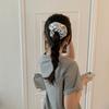 Korean ins super hot fever silver large intestine hair ring internet celebrity French hair rope simple retro hair accessories for women