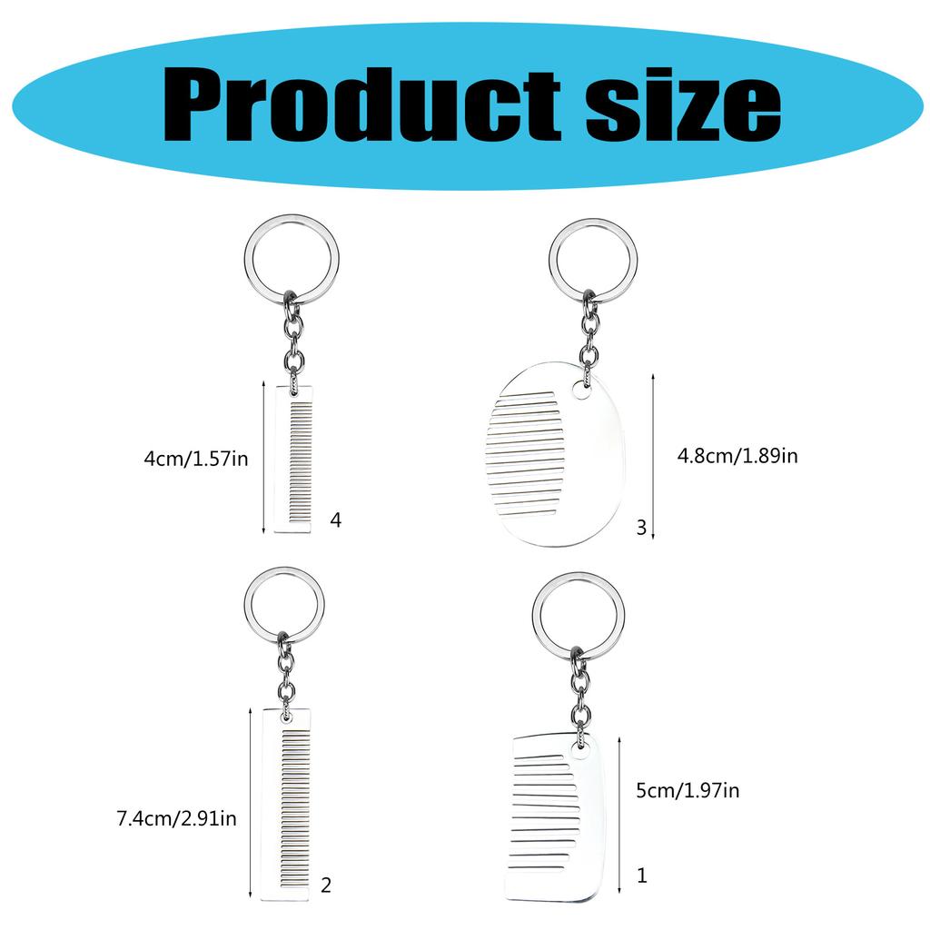 Portable Metal Keychain Pocket Comb Pendant with Keyring Hair Stylists Tool Charm Key Holder Trendy Gift for Girls