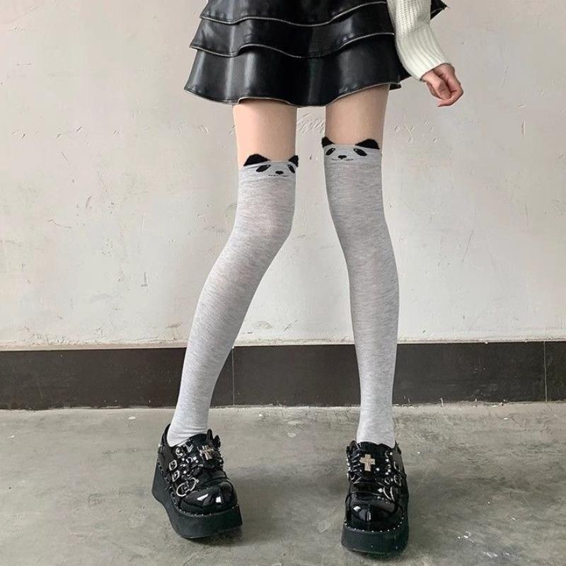 Autumn Winter New Cat Panda Stockings Cute Cartoon Cotton Over Knee Socks Soft Warm Stocking For Kawaii Girls Daily Wear Cosplay