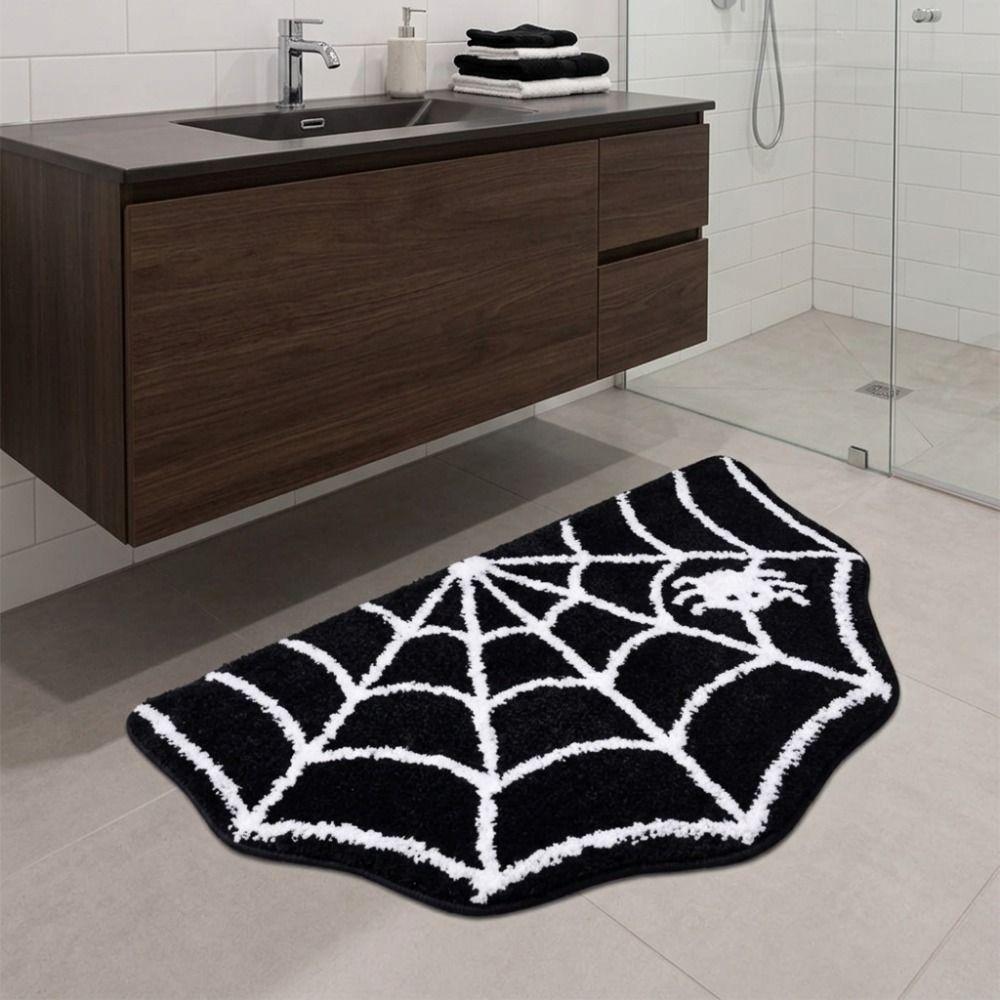 Water-absorbent Halloween Unwelcome Bat Doormat Faux Cashmere Halloween Decorative Carpet Bathroom