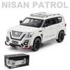 Nissan Patrol, Metall-Druckguss-Geländewagenmodell im Maßstab 1:24, Spielzeug für Jungen, Legierungsmodell mit Sportpaket, 6 Türen zum Öffnen, A303