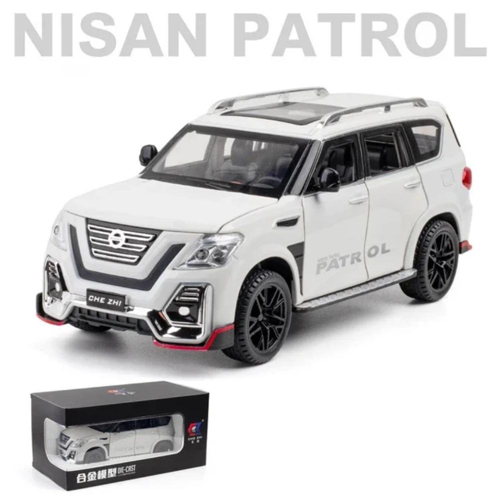 Nissan Patrol, Metall-Druckguss-Geländewagenmodell im Maßstab 1:24, Spielzeug für Jungen, Legierungsmodell mit Sportpaket, 6 Türen zum Öffnen, A303