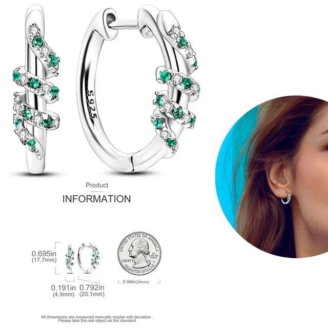 Brincos de argola de prata 925 para mulheres, brilhantes, pavê, cz, joias finas de luxo, brinco