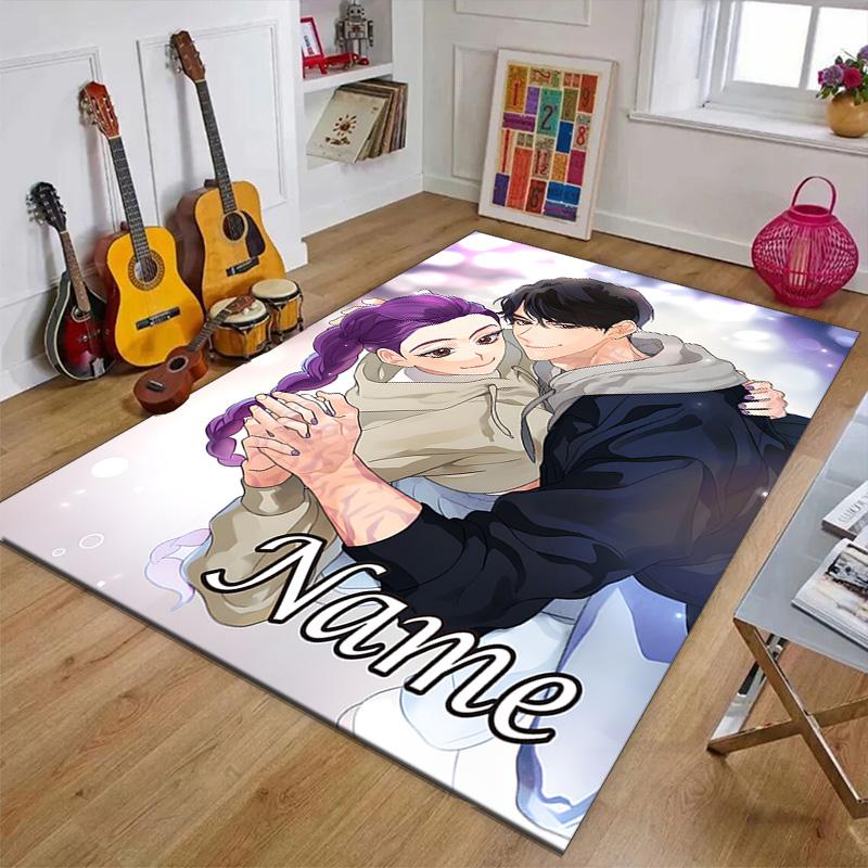 Benutzerdefinierte KPop Dämonenjäger Matte Personalisierter Name, Waschbarer Polyester-Eingangsteppich für den Innenbereich, Geschenk für Weihnachten, Ostern, Thanksgiving Day