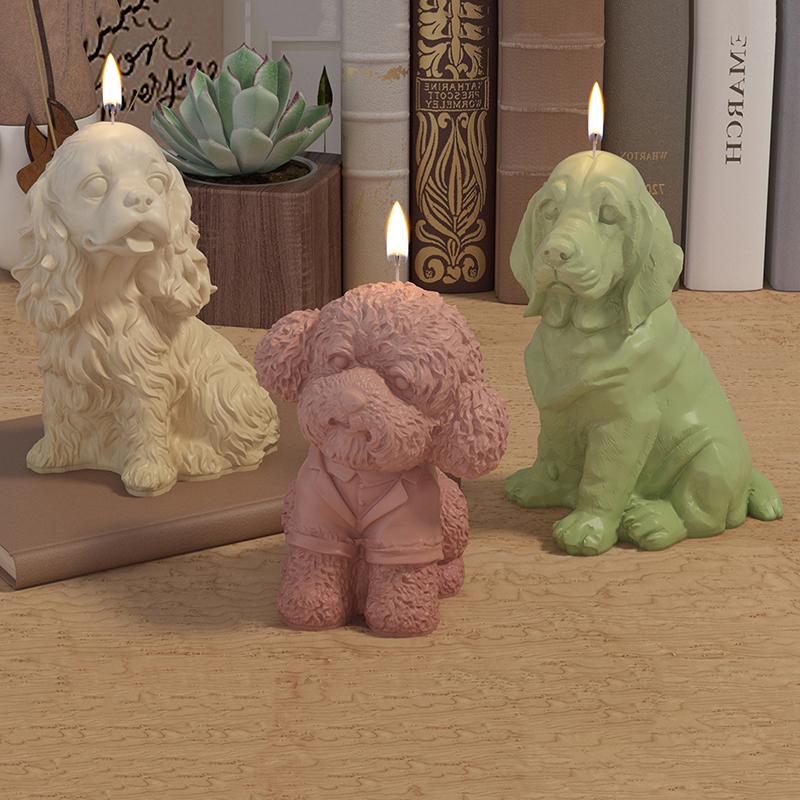 Lovely 3D Animal Candle Silicone Mold Pet Dog Diy Aromatherapy Plaster Candle Resin Mold Soap Craft Casting Mold Home Decor