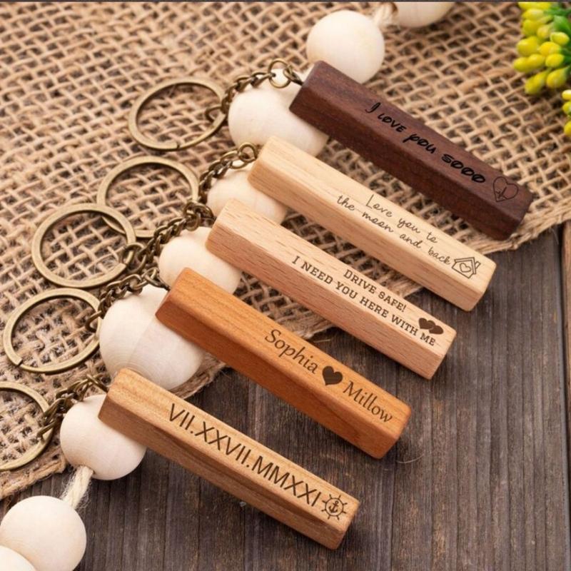 Wood Engraving Blanks Rectangle Blank Wood Key Chain Wood Blanks Keychains DIY Gifts Engrave Crafts for Keychains