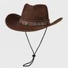 Western Cowboy Hat Wide Brim Sun Outdoor Hiking Camping Jazz Style Unisex Fashionable Suede Cap