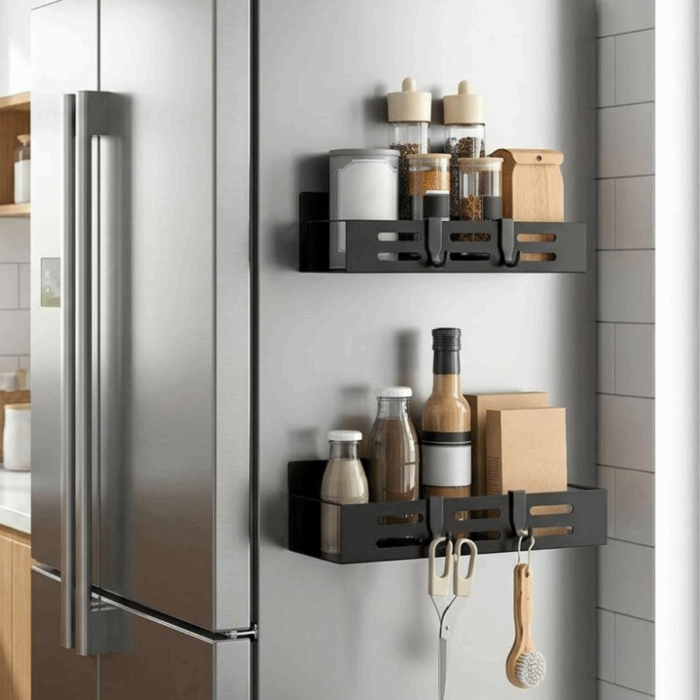 1/2PCS Iron Magnetic Spice Rack Wall Mounted Refrigerator Organizer Durable Seasoning Holder  Home