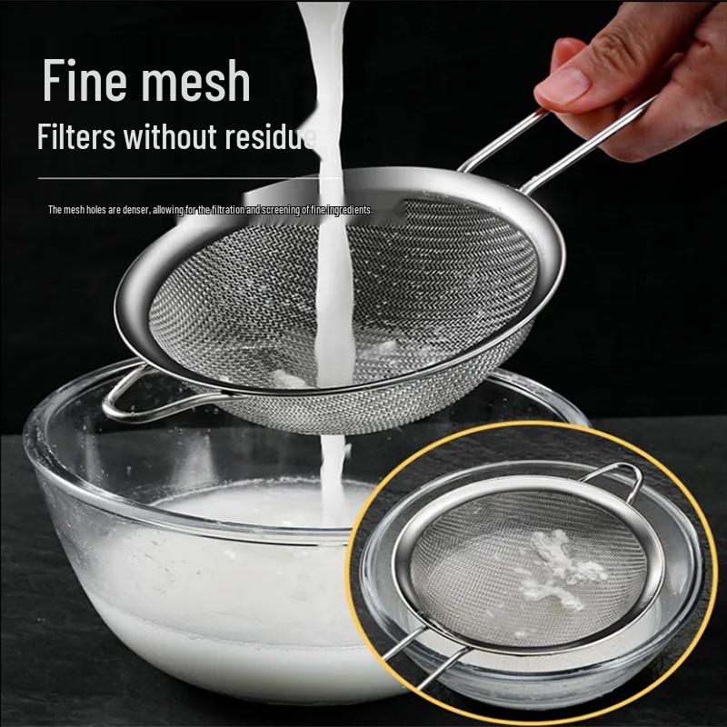 Wide-Edge 201 Stainless Steel Twill Oil-Pattern Kitchen Oil Skimmer & Filter Mesh Strainer for Soy Milk and Flour