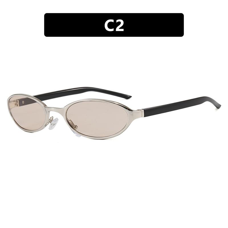 Oval Small Frame Sunglasses Women's Men's Y2K Retro Sunshade UV Sun Glasses Luxury Brand Designer Popular Metal Eyeglasses