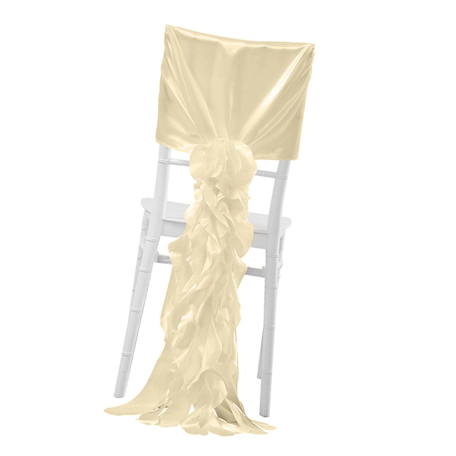 

Luxurious Satin Wedding Chair Slipcovers Chiffon Covers with Ruffles for Banquets and Special Occasions