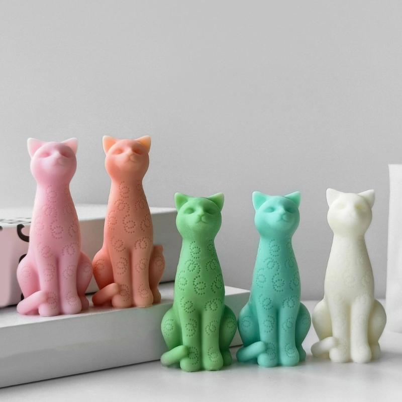 Flexible Silicone Mold Handmade Scented Candle Mould 3D Sitting Cats Aromatherapys Jewelry Mold Home Decoration Mold