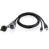 Bochara USB3.0+Type C 3.1 3.0 Male To Female Extension Cable Flush Mount Panel Dashboard  Aluminum Alloy With Indicator