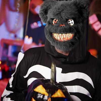Halloween Mask Horror BloodyBear Masque Bloody Bunny Masks Scary Plush Props For Halloween Party Haunted House Decoration