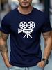 Unisexs Summer Casual Shortsleeve Tshirt With A Movie Projector Design