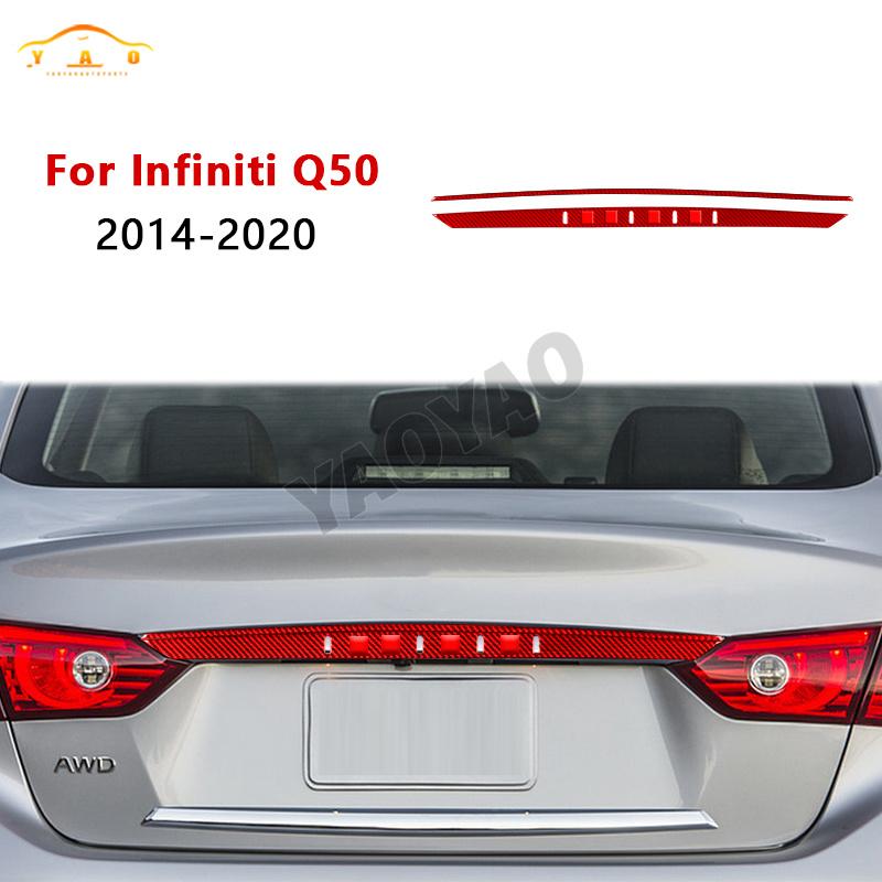 Car Accessories Trunk Decorative Strip Modified Exterior Trim Cover Soft Sticker Carbon Fiber For Infiniti Q50 2014-2020