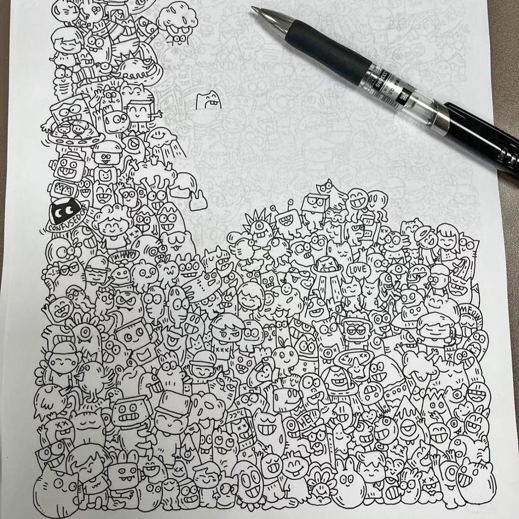 30-Piece Simple Sketch and Doodle Practice Set for Stress Relief and Creative Exploration