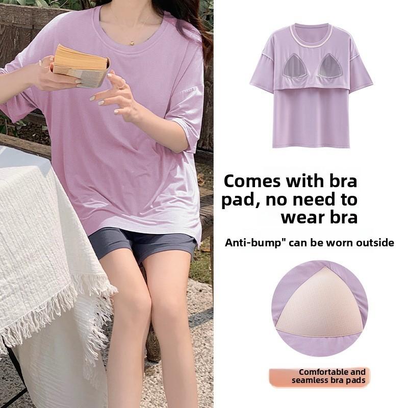 Womens Summer Sleep Suit With Round Neck Short Sleeve Top And Shorts For Relaxed Lounge Wear
