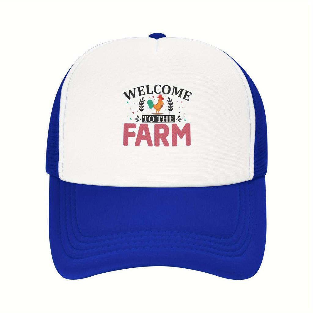 Welcome To The Farm Rooster Trucker Hat Breathable Mesh Baseball Cap Casual Outdoor Unisex
