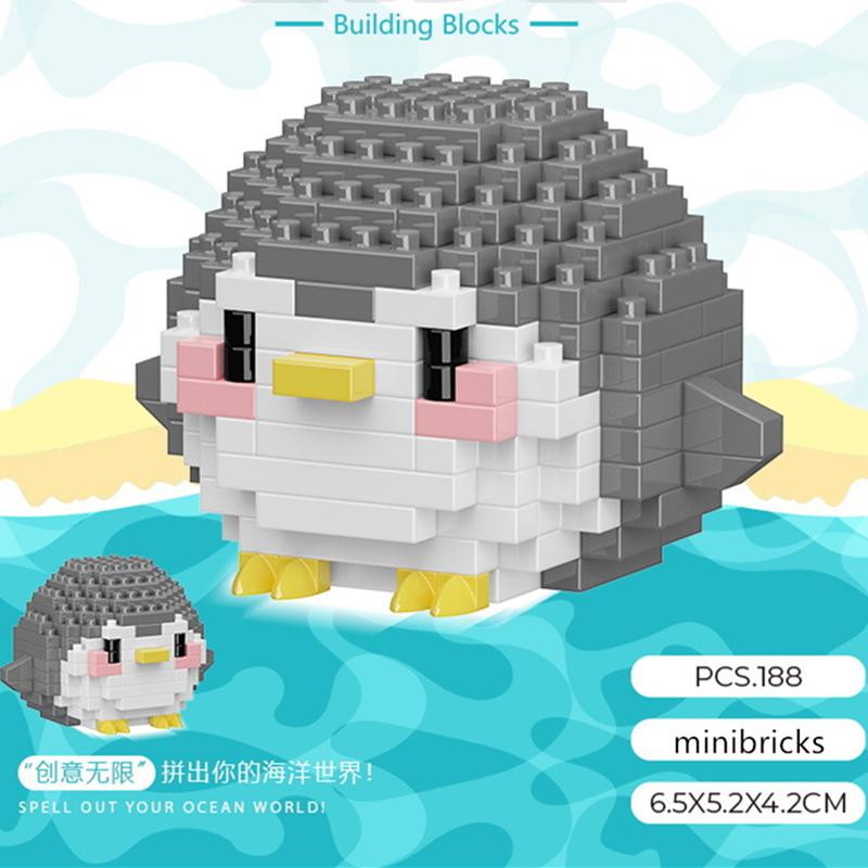 NEW Cute Marine Animals Turtles Dolphins Crabs Fish Clownfish Octopus Building Blocks Kit Girl Bricks Model Kids Toy Children