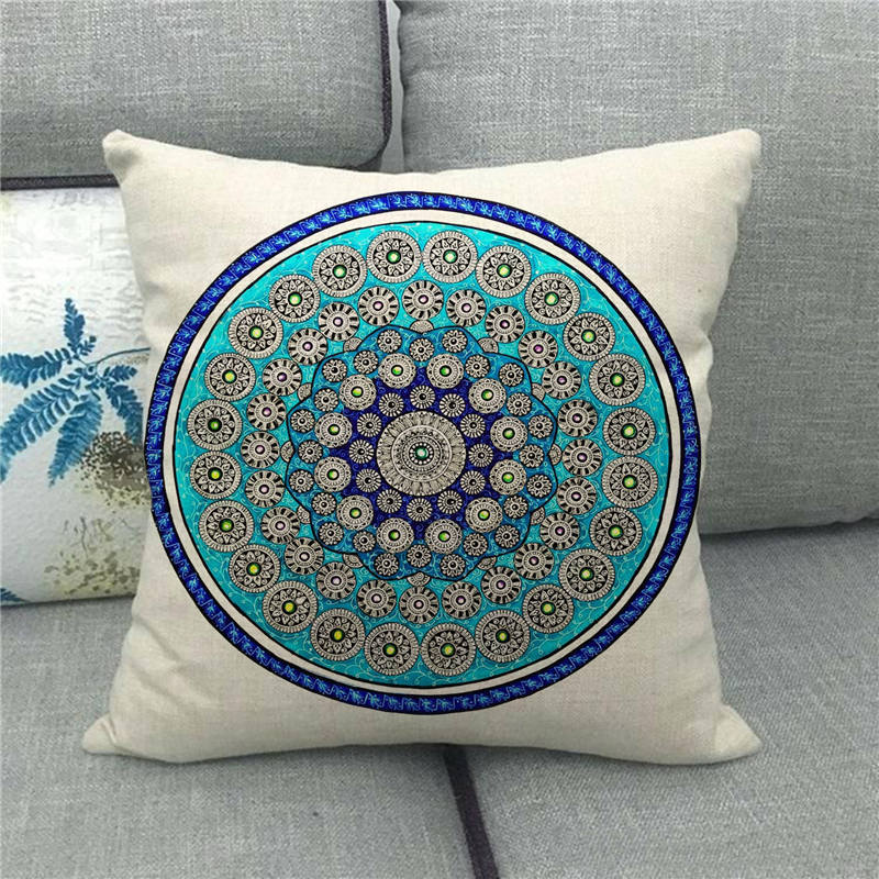 Home Decor Colorful Mandala Pattern Digital Print Pillowcases Pattern Cushion Cover Suitable for Sofa Bedroom Car Pillow Cover