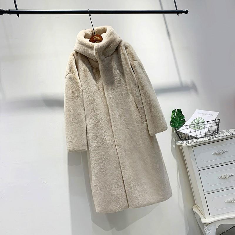 Womens Faux Mink Fleece Lined Hooded Coat Long Warm Oversized Winter Outerwear In Solid Colors